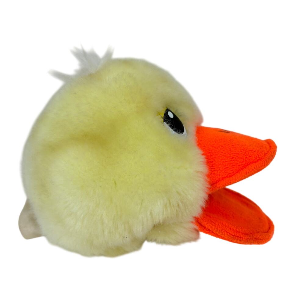 Poof Slinky Duck Head Hand Puppet Plush Quacking Sounds Yellow Orange Stuffed